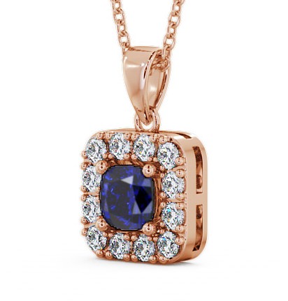 Halo Blue Sapphire and Diamond 1.90ct Pendant 18K Rose Gold GEMPNT14_RG_BS_THUMB1 