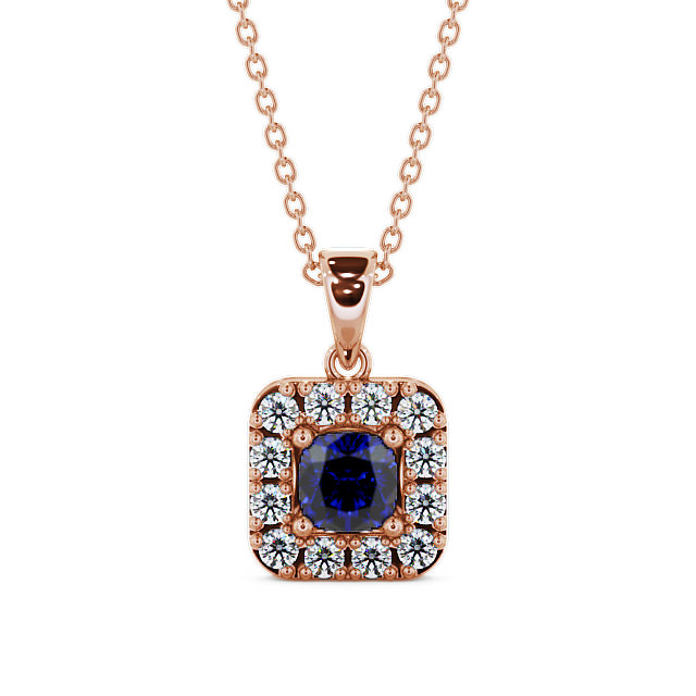 Halo Blue Sapphire and Diamond 1.90ct Pendant 18K Rose Gold - Atley GEMPNT14_RG_BS_THUMB2