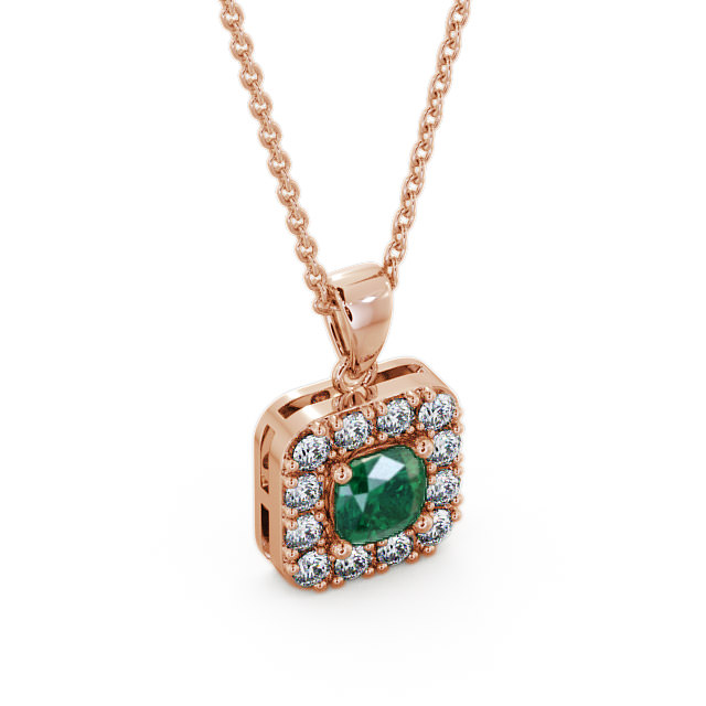 Halo Emerald and Diamond 1.60ct Pendant 18K Rose Gold - Atley GEMPNT14_RG_EM_THUMB2