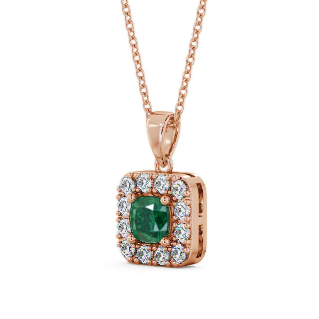 Halo Emerald and Diamond 1.60ct Pendant 18K Rose Gold - Atley GEMPNT14_RG_EM_THUMB2