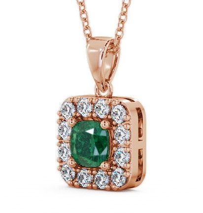 Halo Emerald and Diamond 1.60ct Pendant 18K Rose Gold GEMPNT14_RG_EM_THUMB1