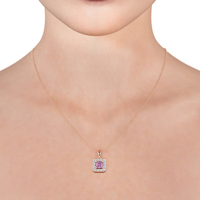 Halo Pink Sapphire and Diamond 1.90ct Pendant 9K Rose Gold - Atley GEMPNT14_RG_PS_THUMB2