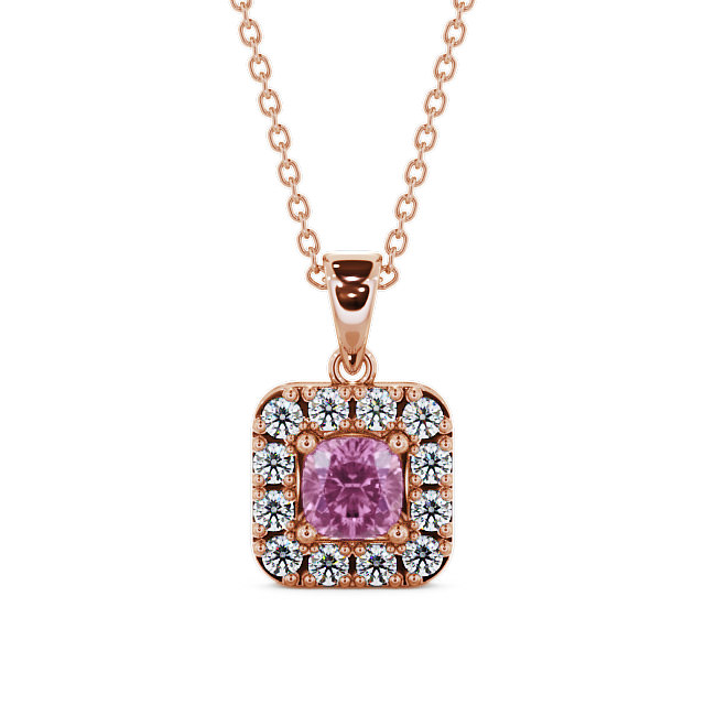 Halo Pink Sapphire and Diamond 1.90ct Pendant 9K Rose Gold - Atley GEMPNT14_RG_PS_THUMB2