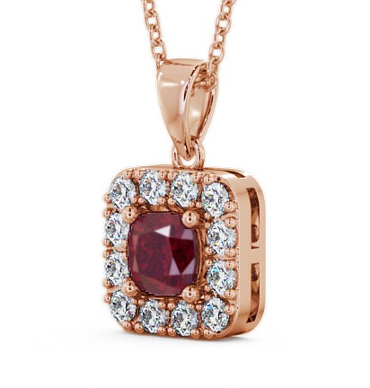 Halo Ruby and Diamond 1.90ct Pendant 18K Rose Gold GEMPNT14_RG_RU_THUMB1 