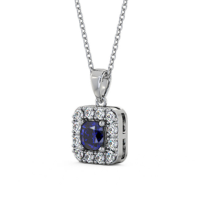 Halo Blue Sapphire and Diamond 1.90ct Pendant 18K White Gold - Atley GEMPNT14_WG_BS_THUMB2