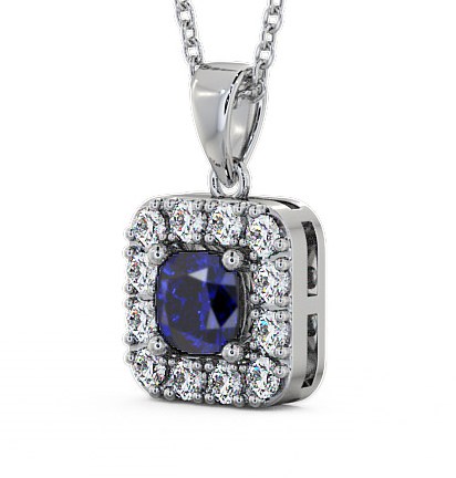 Halo Blue Sapphire and Diamond 1.90ct Pendant 9K White Gold GEMPNT14_WG_BS_THUMB1