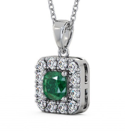  Halo Emerald and Diamond 1.60ct Pendant 18K White Gold - Atley GEMPNT14_WG_EM_THUMB1 