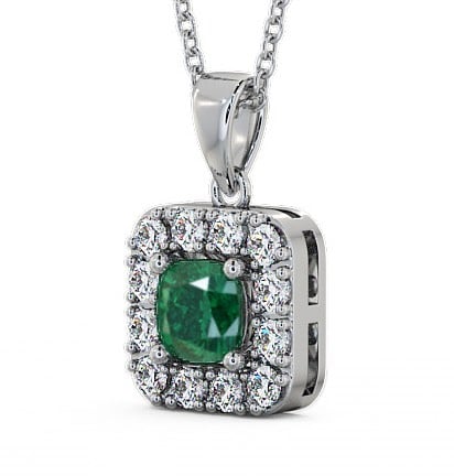 Halo Emerald and Diamond 1.60ct Pendant 18K White Gold GEMPNT14_WG_EM_THUMB1