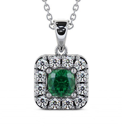 Halo Emerald and Diamond 1.60ct Pendant 18K White Gold GEMPNT14_WG_EM_THUMB2 