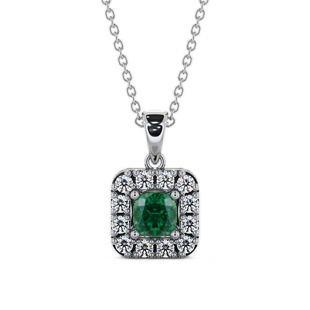 Halo Emerald and Diamond 1.60ct Pendant 18K White Gold - Atley GEMPNT14_WG_EM_THUMB2