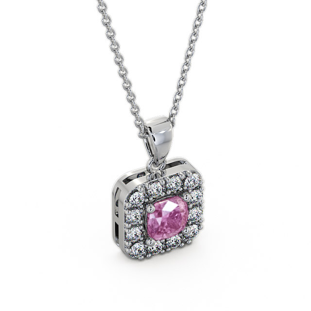 Halo Pink Sapphire and Diamond 1.90ct Pendant 9K White Gold - Atley GEMPNT14_WG_PS_THUMB2