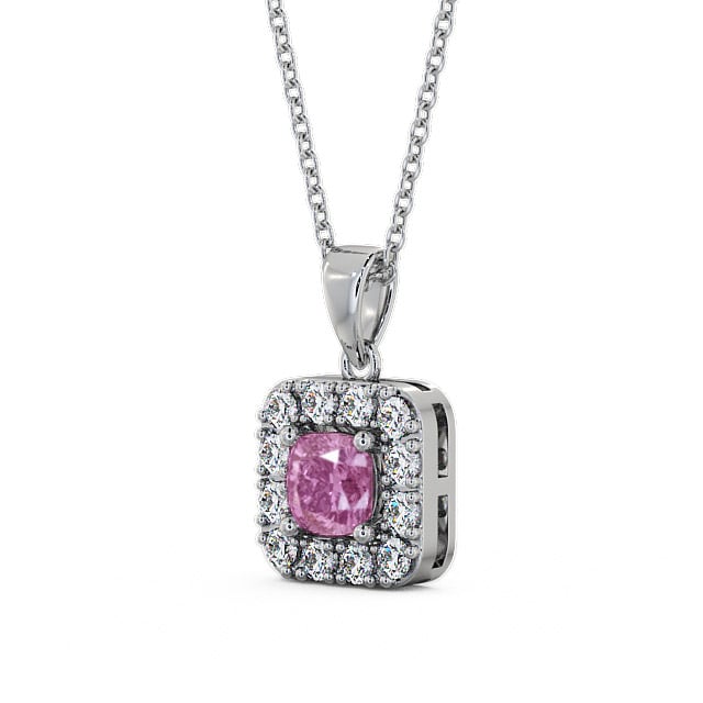 Halo Pink Sapphire and Diamond 1.90ct Pendant 9K White Gold - Atley