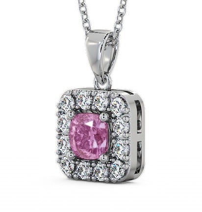 Halo Pink Sapphire and Diamond 1.90ct Pendant 18K White Gold GEMPNT14_WG_PS_THUMB1 