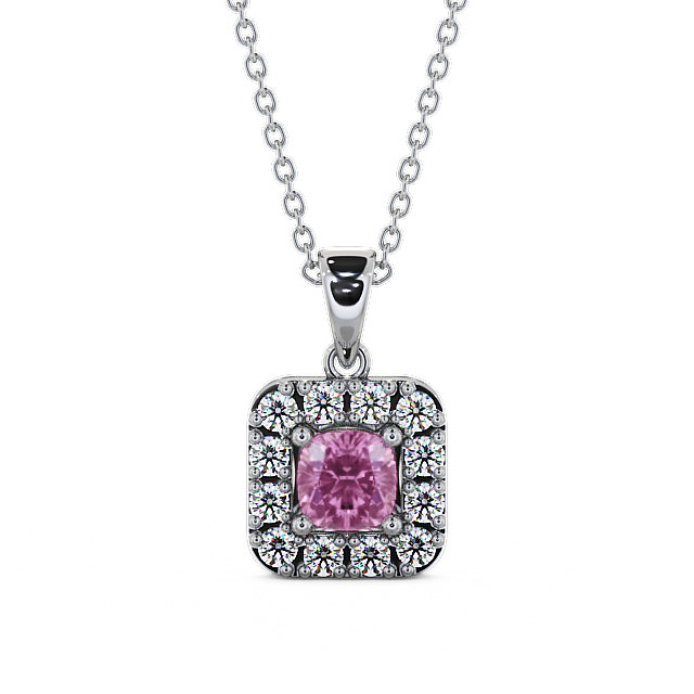 Halo Pink Sapphire and Diamond 1.90ct Pendant 9K White Gold - Atley GEMPNT14_WG_PS_THUMB2