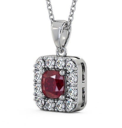 Halo Ruby and Diamond 1.90ct Pendant 9K White Gold GEMPNT14_WG_RU_THUMB1