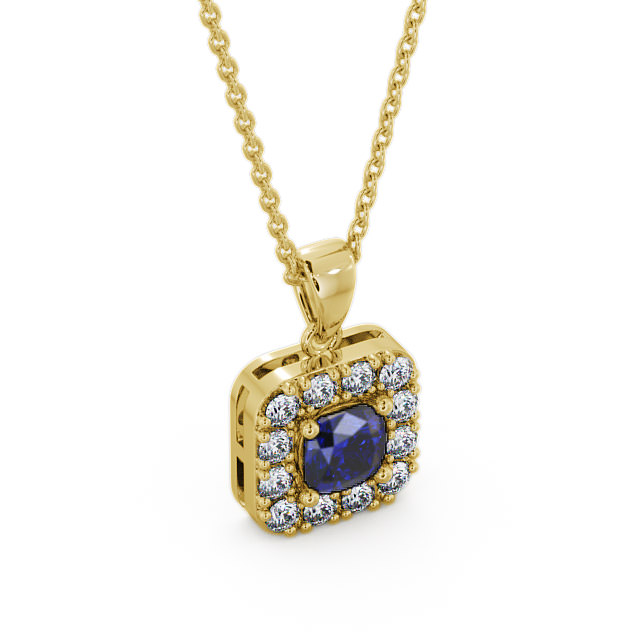 Halo Blue Sapphire and Diamond 1.90ct Pendant 18K Yellow Gold - Atley GEMPNT14_YG_BS_THUMB2