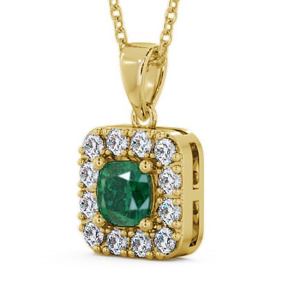 Halo Emerald and Diamond 1.60ct Pendant 9K Yellow Gold - Atley GEMPNT14_YG_EM_THUMB1