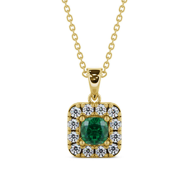 Halo Emerald and Diamond 1.60ct Pendant 9K Yellow Gold - Atley GEMPNT14_YG_EM_THUMB2