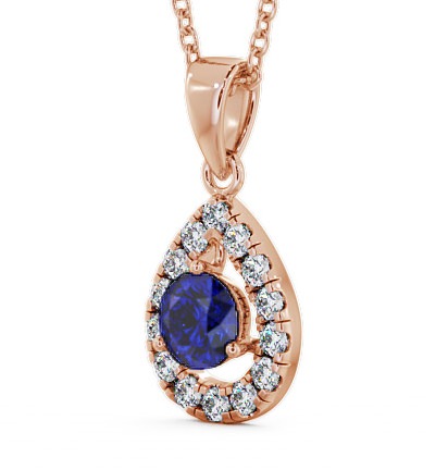 Halo Blue Sapphire and Diamond 1.47ct Pendant 9K Rose Gold GEMPNT1_RG_BS_THUMB1