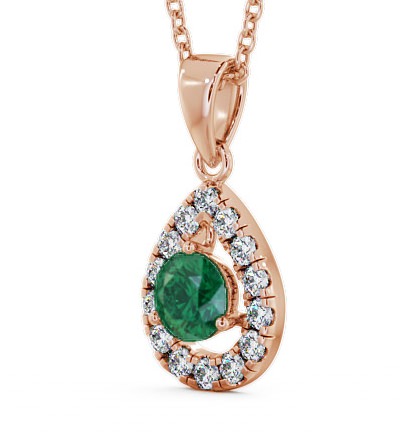 Halo Emerald and Diamond 1.22ct Pendant 18K Rose Gold GEMPNT1_RG_EM_THUMB1