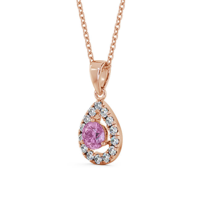Halo Pink Sapphire and Diamond 1.47ct Pendant 9K Rose Gold - Imogen GEMPNT1_RG_PS_THUMB2