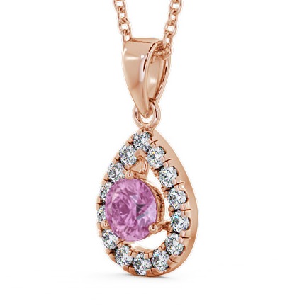 Halo Pink Sapphire and Diamond 1.47ct Pendant 9K Rose Gold GEMPNT1_RG_PS_THUMB1