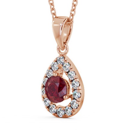 Halo Ruby and Diamond 1.47ct Pendant 9K Rose Gold GEMPNT1_RG_RU_THUMB1