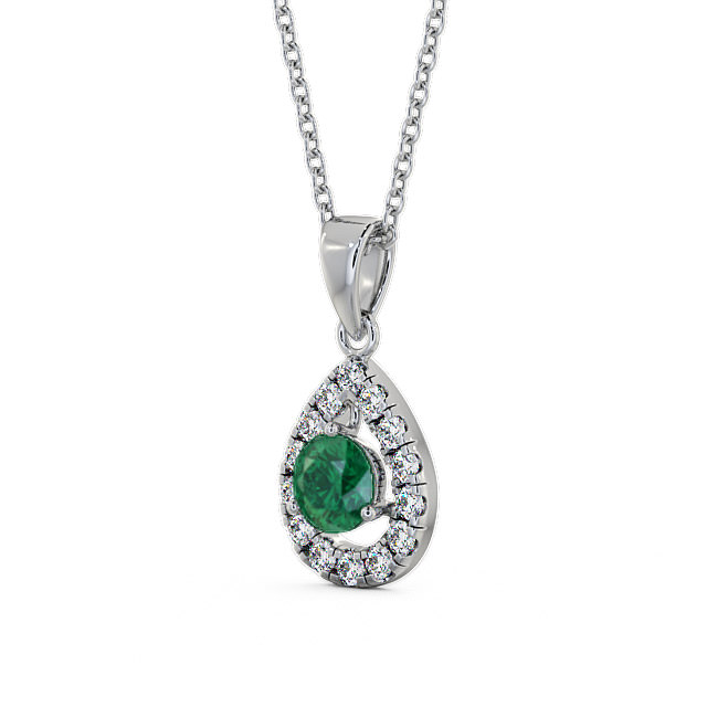 Halo Emerald and Diamond 1.22ct Pendant 9K White Gold - Imogen GEMPNT1_WG_EM_THUMB2