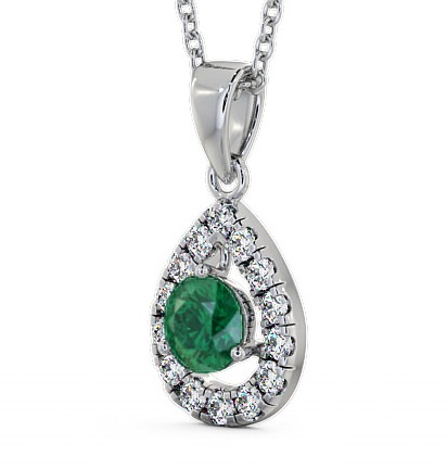 Halo Emerald and Diamond 1.22ct Pendant 18K White Gold GEMPNT1_WG_EM_THUMB1 