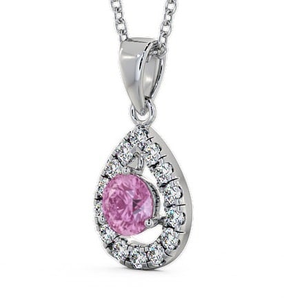 Halo Pink Sapphire and Diamond 1.47ct Pendant 9K White Gold GEMPNT1_WG_PS_THUMB1