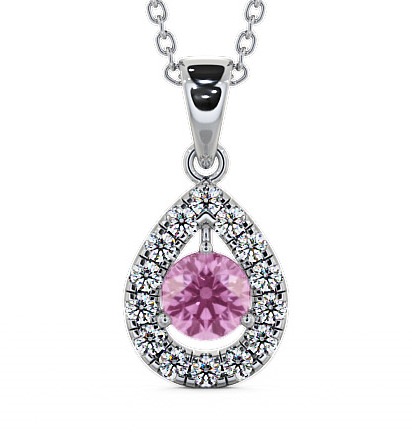 Halo Pink Sapphire and Diamond 1.47ct Pendant 18K White Gold GEMPNT1_WG_PS_THUMB2 