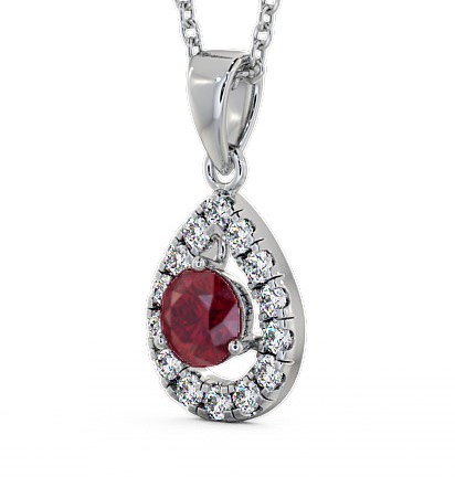 Halo Ruby and Diamond 1.47ct Pendant 18K White Gold GEMPNT1_WG_RU_THUMB1