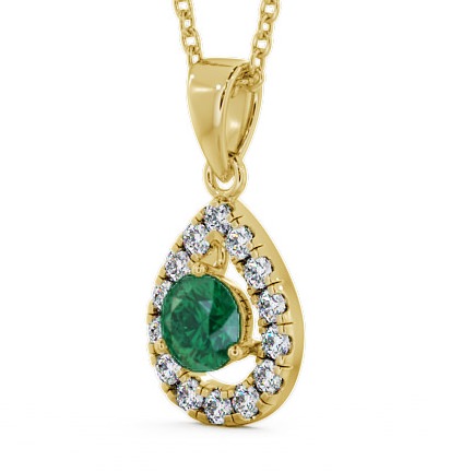 Halo Emerald and Diamond 1.22ct Pendant 18K Yellow Gold GEMPNT1_YG_EM_THUMB1