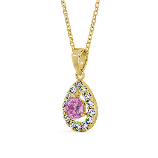 Halo Pink Sapphire and Diamond 1.47ct Pendant 18K Yellow Gold - Imogen GEMPNT1_YG_PS_THUMB2
