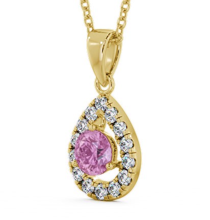 Halo Pink Sapphire and Diamond 1.47ct Pendant 9K Yellow Gold GEMPNT1_YG_PS_THUMB1