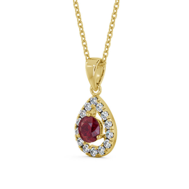 Halo Ruby and Diamond 1.47ct Pendant 18K Yellow Gold - Imogen GEMPNT1_YG_RU_THUMB2