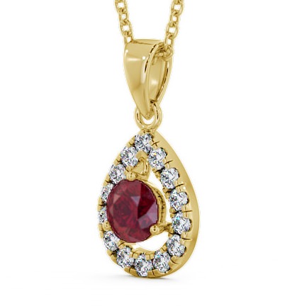 Halo Ruby and Diamond 1.47ct Pendant 18K Yellow Gold GEMPNT1_YG_RU_THUMB1