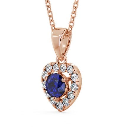 Halo Blue Sapphire and Diamond 0.90ct Pendant 18K Rose Gold GEMPNT2_RG_BS_THUMB1