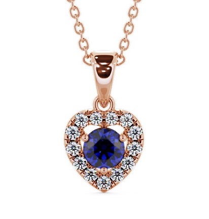  Halo Blue Sapphire and Diamond 0.90ct Pendant 18K Rose Gold - Arletta GEMPNT2_RG_BS_THUMB2 