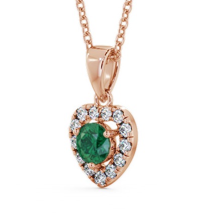 Halo Emerald and Diamond 0.73ct Pendant 18K Rose Gold - Arletta GEMPNT2_RG_EM_THUMB1