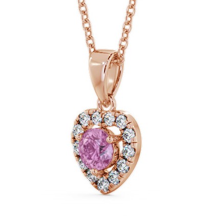 Halo Pink Sapphire and Diamond 0.90ct Pendant 18K Rose Gold - Arletta GEMPNT2_RG_PS_THUMB1