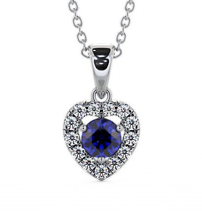  Halo Blue Sapphire and Diamond 0.90ct Pendant 9K White Gold - Arletta GEMPNT2_WG_BS_THUMB2 