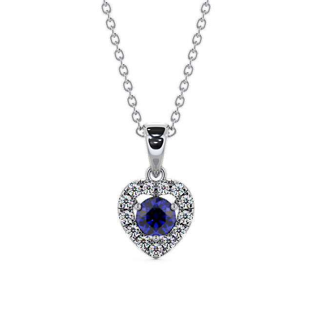 Halo Blue Sapphire and Diamond 0.90ct Pendant 18K White Gold - Arletta GEMPNT2_WG_BS_THUMB2