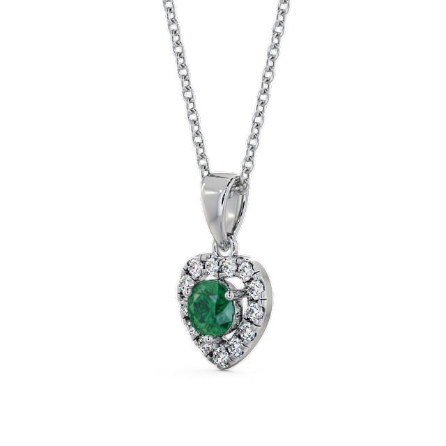 Halo Emerald and Diamond 0.73ct Pendant 9K White Gold - Arletta GEMPNT2_WG_EM_THUMB2