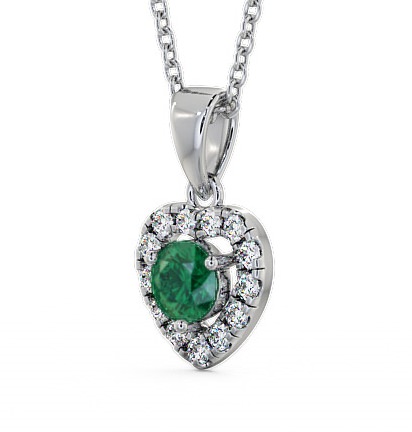 Halo Emerald and Diamond 0.73ct Pendant 9K White Gold GEMPNT2_WG_EM_THUMB1