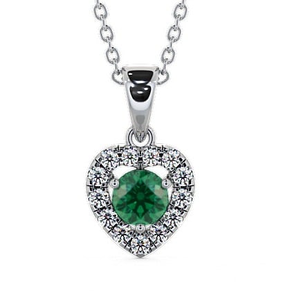  Halo Emerald and Diamond 0.73ct Pendant 9K White Gold - Arletta GEMPNT2_WG_EM_THUMB2 