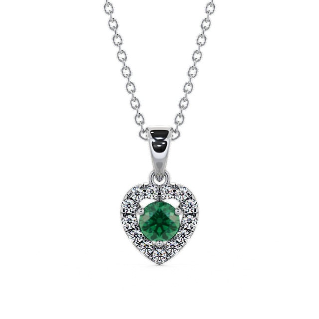 Halo Emerald and Diamond 0.73ct Pendant 18K White Gold - Arletta GEMPNT2_WG_EM_THUMB2