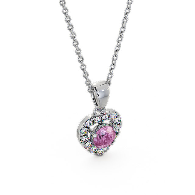 Halo Pink Sapphire and Diamond 0.90ct Pendant 18K White Gold - Arletta GEMPNT2_WG_PS_THUMB2