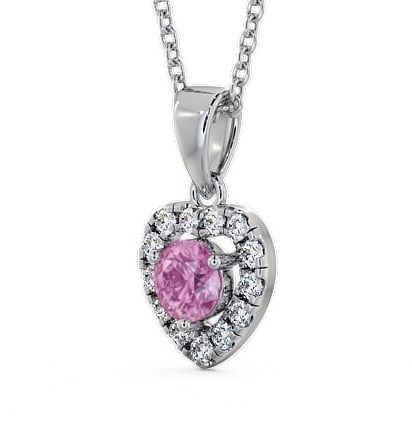Halo Pink Sapphire and Diamond 0.90ct Pendant 18K White Gold GEMPNT2_WG_PS_THUMB1 