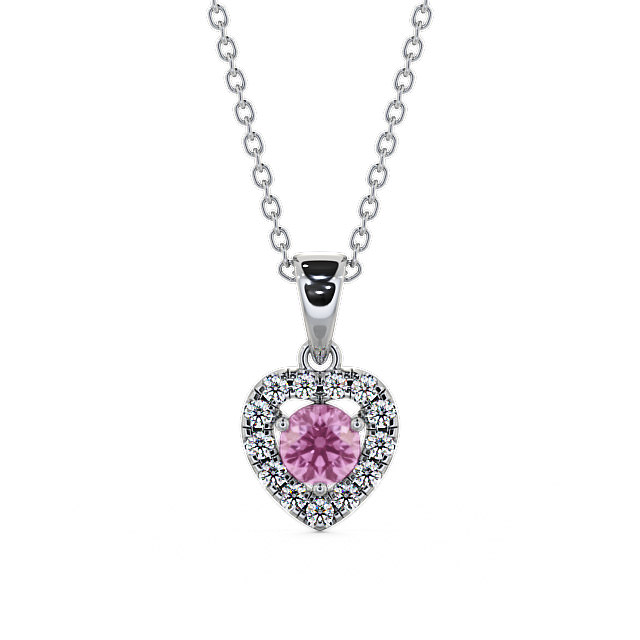Halo Pink Sapphire and Diamond 0.90ct Pendant 18K White Gold - Arletta GEMPNT2_WG_PS_THUMB2